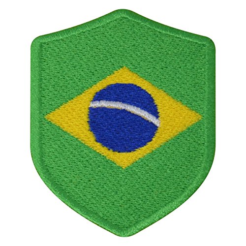 FanShirts4u Aufnäher - BRASILIEN - Wappen - 7 x 5,6cm - Bestickt Flagge Patch Badge Fahne Brasil (grüne Umrandung) von FanShirts4u