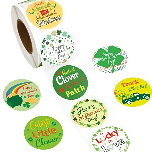 Kleeblatt-Aufkleber für Kinder, 500 Stück, St. Patrick's Day-Aufkleber, perforierte Rolle, Party-Dekoration von Fancy Land