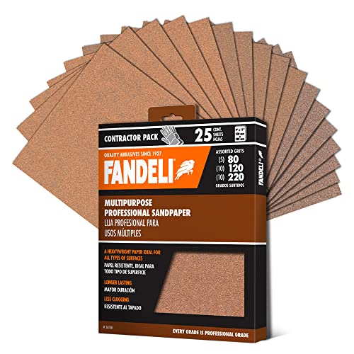 Fandeli | Mehrzweck-Schleifpapier | ideal zum Schleifen Von Metal und Holz | Manueller Schliff | Schwingschleifer ((80,120,220) | 25 Blätter) von Fandeli