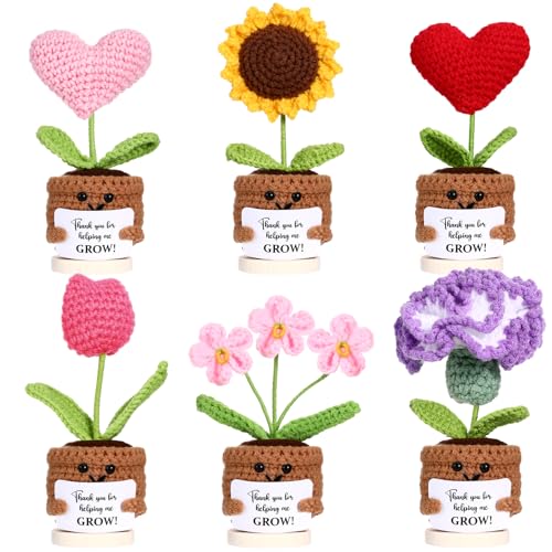 Fanfanwin Handgefertigte Häkelblumen, Topfpflanzen-Set, Lehrer, Wertschätzungsgeschenk, gestrickte Sonnenblumen, Herz, Tulpen, Basteln, Dankeschön für Helping Me Grow, Geschenke für Frauen, Lehrer Fanfanwin Handgefertigte Häkelblumen, Topfpflanzen-Set, Lehrer, Wertschätzungsgeschenk, gestrickte Sonnenblumen, Herz, Tulpen, Basteln, Dankeschön für Helping Me Grow, Geschenke für Frauen, Lehrer von Fanfanwin