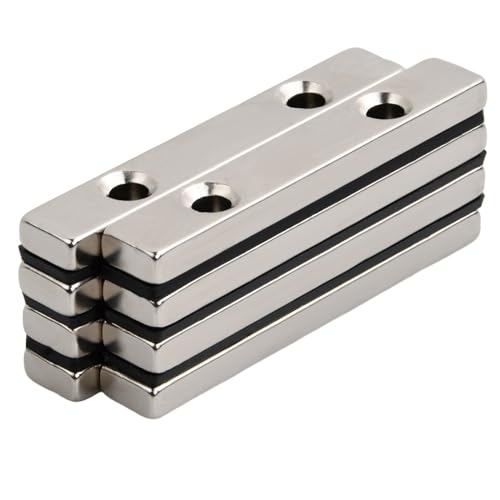 8 Stück Stark Neodym Viereckig Ziegel Magnete, 60 * 10 * 5mm Neodym Magnete Extra Stark, Magneten Schraubbar Flach, Magnete mit Loch Magnetverschluss, Rechteckmagnete für DIY Bauhandwerk Büro von Fangehong