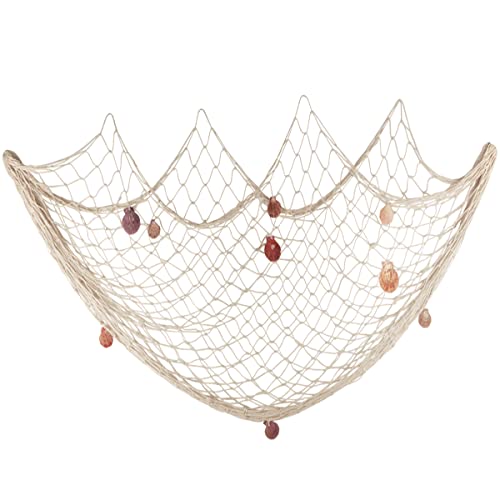 200x150cm Deko Fischernetz mit Muscheln für Maritime Deko Mediterranen Stil Fischerei Dekorative mit Farbigen Muscheln Mediterranen Stil Wandbehänge für Party Home Wohnzimmer Schlafzimmer Dekoration von Fangoo