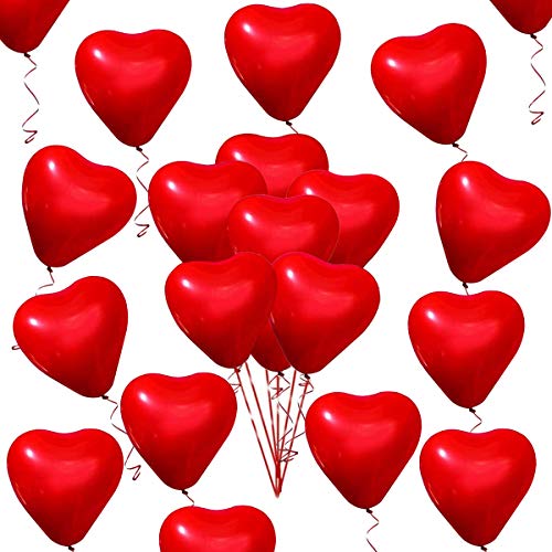 50 Stück Rot Liebe Herzballons 25cm Rot Latex Herz Luftballons für Valentinstag Hochzeitstag Verlobung Geburtstag Feier Abschlussfeier Abschlussball Party Romantische Dekoration von Fangoo