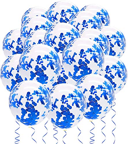 Fangoo 50 Stück Blaue Konfetti Luftballons Latex Konfetti Luftballons Blaue Party Luftballons für Geburtstag Party Hochzeit Verlobung Jubiläum Babyparty Abschlussfeier Weihnachten Karneval Dekoration von Fangoo