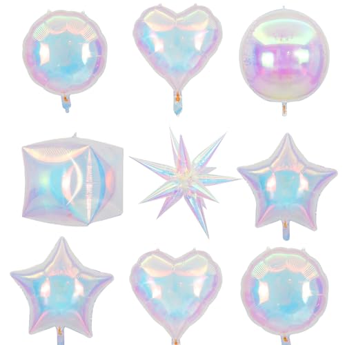 Fangoo 20 Stück Irisierend Folienballon Explosion Stern Quadrat Stern 4d Rund Metallicfarben Folienballons für Geburtstag Hochzeit Jubiläum Baby Shower Weihnachten Party Dekoration von Fangoo