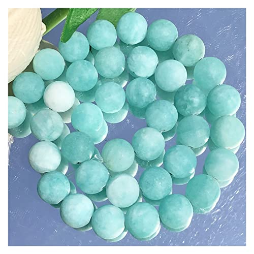 Fangren Xc AAA Natürliche Matte Amazonit Color Jade Chalcedon Stein Runde Lose Spacer Perlen for Schmuckherstellung DIY Charme Armband 6/8 / 10mm T723 (Item Diameter : 10mm 34-38pcs) von Fangren