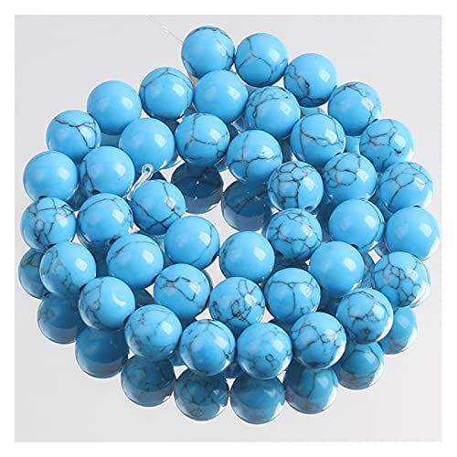 Fangren Xc Blaue Shell-Türkis Howlite-Steinperlen runde lose Perlen for Schmuckherstellung DIY. Armbandzubehör 4/6/8/10 / 12mm T816 (Item Diameter : 12MM 28-30pcs) von Fangren