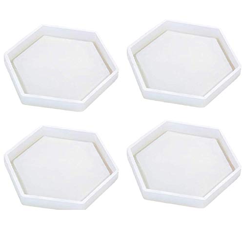 Fangxuee 4 Paket Hexagon Silikon Untersetzer Formt Silikon Harz Form, Klare Epoxid Formen Für Das Gießen Mit Harz, Beton, Zement Und Polymer Ton von Fangxuee