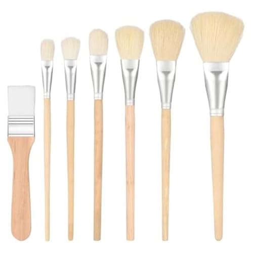 Fangxuee Mopp-Pinsel für Acrylmalerei, Acryl-Pinsel-Set in Verschiedenen Größen, Misch-Mopp-Pinsel mit Holzgriff, 7-Teiliges Set von Fangxuee