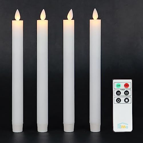 Fanna 4er Set LED Stabkerzen Tafelkerzen Weiß flackernde Flamme mit Timerfunktion, Fernbedienung und Batterien enthalten von Fanna