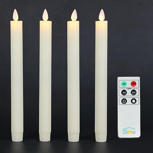 Fanna 4er Set LED Stabkerzen Tafelkerzen Weiß flackernde Flamme mit Timerfunktion, Fernbedienung und Batterien enthalten von Fanna