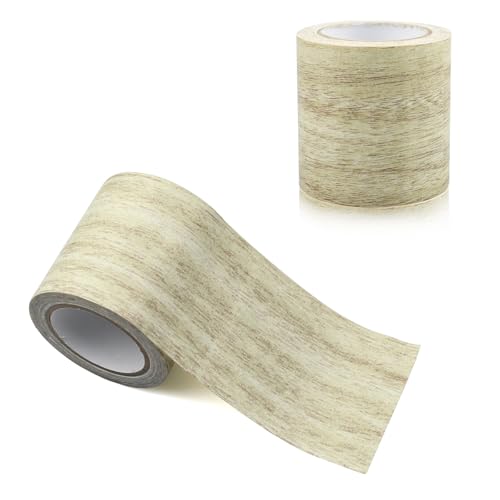 FansTing Klebeband Realistische Holzmaserung Holzoptik Reparatur Rolle Holzoptik Klebeband Boden Klebeband Holzoptik für Boden Tische Wände Stühle 5.7 cmx4.57 m (Hellgrau) von FansTing