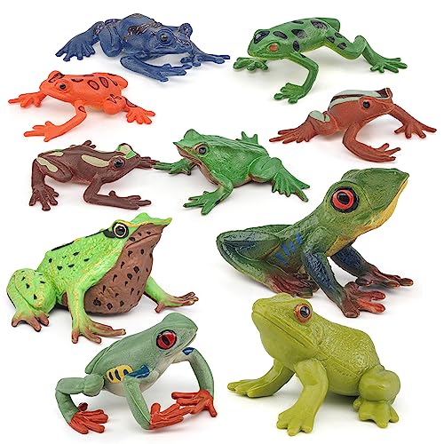 Wildlife Animal Frog Model Playsets 10 PCS Frog Figures Figurine Family Party Favors Supplies Cake Toppers Set Toys for 5 6 7 8 Years Old Boys Girls Kid Toddlers von Fantarea