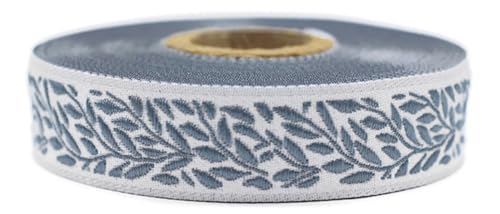 10 Meter 20 mm blau und grau Jacquardband gewebt mit Blättermuster Rollen Borte bestickt Handwerk Kleidung Kurzwaren Hobby Kreativ Dekoration Mittelalter 20270-V5 von Fantastic Kurdele