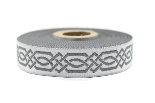10 Meter 20 mm grau und hellgrau Jacquard-Band gewebt mit keltischem Knotenmuster, Rollen, Borte, bestickt, Handwerk, Kleidung, Kurzwaren, Basteln, Dekoration, mittelalterliche Nähte, 20272-V4 10 Meter 20 mm grau und hellgrau Jacquard-Band gewebt mit keltischem Knotenmuster, Rollen, Borte, bestickt, Handwerk, Kleidung, Kurzwaren, Basteln, Dekoration, mittelalterliche Nähte, 20272-V4 von Fantastic Kurdele