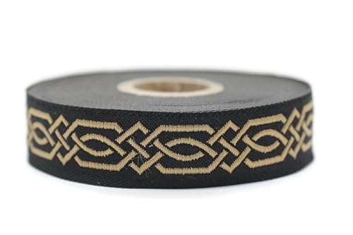 10 Meter 20 mm schwarz und gold Jacquard-Band gewebt mit keltischem Knotenmuster, Rollen, Borte, bestickt, Handwerk, Kleidung, Kurzwaren, Basteln, Dekoration, mittelalterliche Nähte, 20272-V10 10 Meter 20 mm schwarz und gold Jacquard-Band gewebt mit keltischem Knotenmuster, Rollen, Borte, bestickt, Handwerk, Kleidung, Kurzwaren, Basteln, Dekoration, mittelalterliche Nähte, 20272-V10 von Fantastic Kurdele