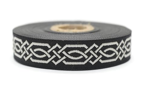 10 Meter 20 mm schwarz und weiß Jacquard-Band gewebt mit keltischem Knotenmuster, Rollen, Borte, bestickt, Handwerk, Kleidung, Kurzwaren, Basteln, Dekoration, mittelalterliches Nähen, 20272-V9 10 Meter 20 mm schwarz und weiß Jacquard-Band gewebt mit keltischem Knotenmuster, Rollen, Borte, bestickt, Handwerk, Kleidung, Kurzwaren, Basteln, Dekoration, mittelalterliches Nähen, 20272-V9 von Fantastic Kurdele