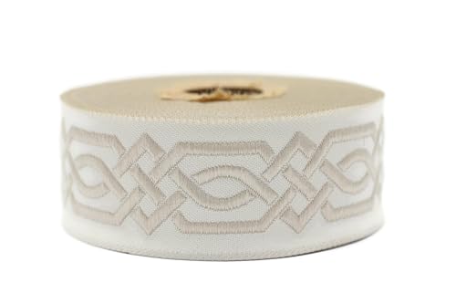 10 Meter 35 mm Beige und Creme Jacquard-Band gewebt mit keltischem Knotenmuster, Rollen, Borte, bestickt, Handwerk, Kleidung, Kurzwaren, Basteln, Dekoration, mittelalterliche Näharbeit 35272-V2 10 Meter 35 mm Beige und Creme Jacquard-Band gewebt mit keltischem Knotenmuster, Rollen, Borte, bestickt, Handwerk, Kleidung, Kurzwaren, Basteln, Dekoration, mittelalterliche Näharbeit 35272-V2 von Fantastic Kurdele