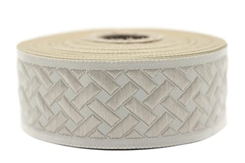 10 Meter 35 mm Beige und Creme Jacquard-Band gewebt mit keltischem Knotenmuster, Rollen, Borte, bestickt, Handwerk, Kleidung, Kurzwaren, Basteln, Dekoration, mittelalterliche Näharbeit 35274-V2 von Fantastic Kurdele