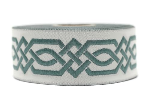 10 Meter 35 mm Türkis und Hellgrau Jacquard-Band gewebt mit keltischem Knotenmuster, Rollen, Band, bestickt, Handwerk, Kleidung, Kurzwaren, Basteln, Dekoration, mittelalterliche Nähte, 35272-V11 10 Meter 35 mm Türkis und Hellgrau Jacquard-Band gewebt mit keltischem Knotenmuster, Rollen, Band, bestickt, Handwerk, Kleidung, Kurzwaren, Basteln, Dekoration, mittelalterliche Nähte, 35272-V11 von Fantastic Kurdele