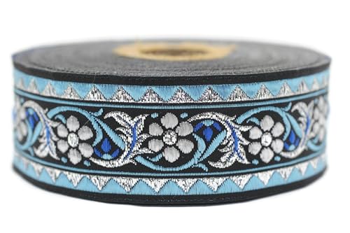 10 Meter 35 mm blau und silber metallic Jacquardband gewebt mit bayerischem Blumenmuster Rollen Borte Stoffband bestickt Handwerk Kleidung Kurzwaren Hobby Kreativ Dekoration Mittelalter Nähen 35904 10 Meter 35 mm blau und silber metallic Jacquardband gewebt mit bayerischem Blumenmuster Rollen Borte Stoffband bestickt Handwerk Kleidung Kurzwaren Hobby Kreativ Dekoration Mittelalter Nähen 35904 von Fantastic Kurdele