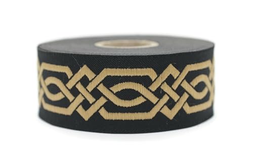 10 Meter 35 mm schwarz und gold Jacquard-Band gewebt mit keltischem Knotenmuster, Rollen, Borte, bestickt, Handwerk, Kleidung, Kurzwaren, Basteln, Dekoration, mittelalterliche Nähte, 35272-V10 10 Meter 35 mm schwarz und gold Jacquard-Band gewebt mit keltischem Knotenmuster, Rollen, Borte, bestickt, Handwerk, Kleidung, Kurzwaren, Basteln, Dekoration, mittelalterliche Nähte, 35272-V10 von Fantastic Kurdele