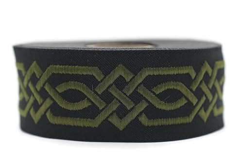 10 Meter 35 mm schwarz und olivgrün Jacquard-Band gewebt mit keltischem Knotenmuster, Rollen, Borte, bestickt, Handwerk, Kleidung, Kurzwaren, Basteln, Dekoration, mittelalterliche Nähte, 35272-V12 10 Meter 35 mm schwarz und olivgrün Jacquard-Band gewebt mit keltischem Knotenmuster, Rollen, Borte, bestickt, Handwerk, Kleidung, Kurzwaren, Basteln, Dekoration, mittelalterliche Nähte, 35272-V12 von Fantastic Kurdele