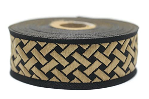 10 Meter 35 mm schwarz und weiß Jacquard-Band gewebt mit keltischem Knotenmuster, Rollen, Borte, bestickt, Handwerk, Kleidung, Kurzwaren, Basteln, Dekoration, mittelalterliche Näharbeit 35274-V10 von Fantastic Kurdele