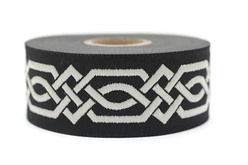 10 Meter 35 mm schwarz und weiß Jacquard-Band gewebt mit keltischem Knotenmuster, Rollen, Borte, bestickt, Handwerk, Kleidung, Kurzwaren, Basteln, Dekoration, mittelalterliche Näharbeiten, 35272-V9 10 Meter 35 mm schwarz und weiß Jacquard-Band gewebt mit keltischem Knotenmuster, Rollen, Borte, bestickt, Handwerk, Kleidung, Kurzwaren, Basteln, Dekoration, mittelalterliche Näharbeiten, 35272-V9 von Fantastic Kurdele