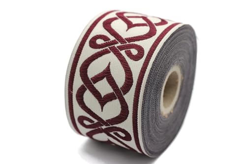 10 Meter Spule 50mm Bordeaux Keltischer Knoten Jacquard Band für Kleidung Zubehör Gewebte Bordüre Kostüm Nähen Trim DIY Bastelbedarf 50972 von Fantastic Kurdele