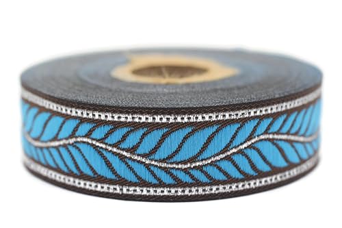 10 Meter Web Borte Webband Jacquardborte Trachtenborte Stickerei Blau Feder 22mm 10 Meter Web Borte Webband Jacquardborte Trachtenborte Stickerei Blau Feder 22mm von Fantastic Kurdele