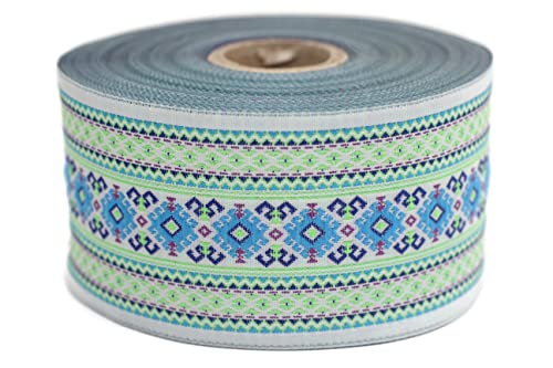 10 Meter Web Borte Webband Jacquardborte Trachtenborte Stickerei Blau-Licht Grün Mosaik Motiv 50mm 10 Meter Web Borte Webband Jacquardborte Trachtenborte Stickerei Blau-Licht Grün Mosaik Motiv 50mm von Fantastic Kurdele