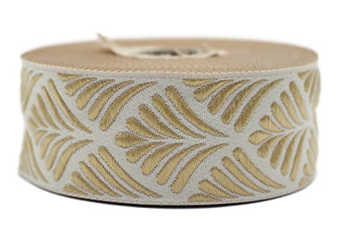 11 Yard Spule 3,5 cm breit Golden Seashell Ribbon Embroidered Woven Seashell Ribbon Jacquard Ribbon 35273 von Fantastic Kurdele