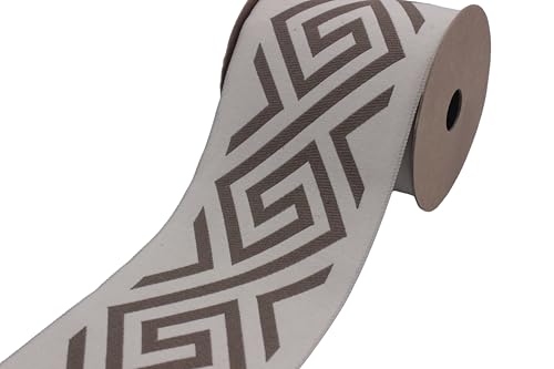 3,5 Meter Spule 100 mm Breite Beige Braun Geometrische Vorhangbordüre Jacquardband für Ihre Vorhänge Vorhänge Gardinenband V3 174 von Fantastic Kurdele