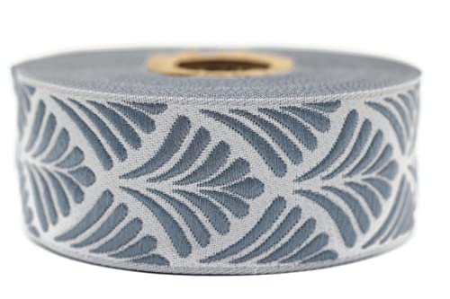35273-V5 Schleifenband, bestickt, gewebt, Muschelband, Jacquardband, 3,5 cm breit, 9,1 m Spule, 3,5 cm breit, Blau 35273-V5 Schleifenband, bestickt, gewebt, Muschelband, Jacquardband, 3,5 cm breit, 9,1 m Spule, 3,5 cm breit, Blau von Fantastic Kurdele