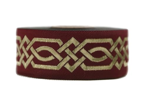 Fantastic Kurdele 35272 Keltisches Claddagh-keltisches Band, bestickt, gewebtes Band, 3,5 cm breit, Bordeaux-Gold, 9 m von Fantastic Kurdele