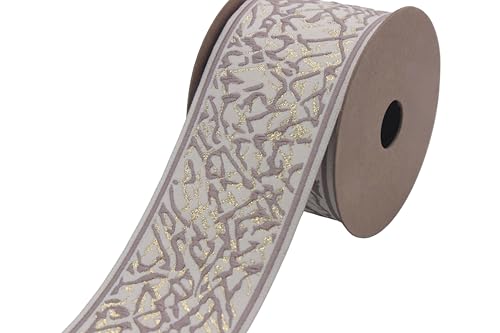 Gardinenband V2 195, 3,5 m Spule, 70 mm breit, Beige / Braun, Wurzeln, Gardinenband, Jacquardband für Ihre Vorhänge, Gardinenband von Fantastic Kurdele