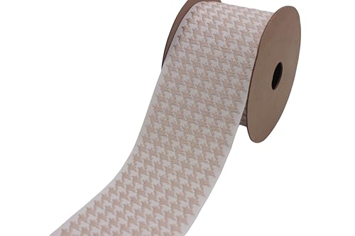 Gardinenband V2 203, 3,5 m Spule, 70 mm breit, Hahnentrittmuster, Gardinenband, Jacquardband, für Vorhänge, Kissen, Handtücher, Beige und Creme von Fantastic Kurdele