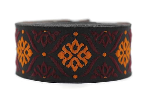 Jacquard-Band, gewebt, Bordeauxrot und Orange, Elegance, Mosaik, 10 m x 35 mm – Rolle, besticktes Band, für Nähen, Dekoration 35973-V2 Jacquard-Band, gewebt, Bordeauxrot und Orange, Elegance, Mosaik, 10 m x 35 mm – Rolle, besticktes Band, für Nähen, Dekoration 35973-V2 von Fantastic Kurdele