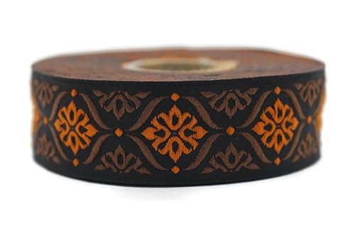 Jacquard-Band, gewebt, Orange und Braun, Elegance, Mosaik, 10 m x 25 mm – Rolle, besticktes Band, für Nähen, Dekoration 25973-V6 Jacquard-Band, gewebt, Orange und Braun, Elegance, Mosaik, 10 m x 25 mm – Rolle, besticktes Band, für Nähen, Dekoration 25973-V6 von Fantastic Kurdele
