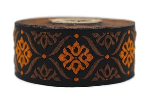 Jacquard-Band, gewebt, Orange und Braun, Elegance, Mosaik, 10 m x 35 mm – Rolle, besticktes Band, für Nähen, Dekoration 35973-V6 Jacquard-Band, gewebt, Orange und Braun, Elegance, Mosaik, 10 m x 35 mm – Rolle, besticktes Band, für Nähen, Dekoration 35973-V6 von Fantastic Kurdele