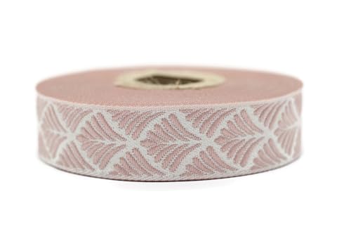 Jacquard-Band, gewebt, Rosa und Hellbeige, Muschel, 10 m x 20 mm – Rolle, besticktes Band, zum Nähen, Dekoration 20273-V6 Jacquard-Band, gewebt, Rosa und Hellbeige, Muschel, 10 m x 20 mm – Rolle, besticktes Band, zum Nähen, Dekoration 20273-V6 von Fantastic Kurdele