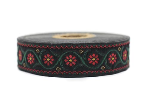Jacquard-Band, gewebt, Rot und Grün, Boheme-Blumen, 10 m x 22 mm – Rolle, besticktes Band, zum Nähen, Dekoration 22938-V1 Jacquard-Band, gewebt, Rot und Grün, Boheme-Blumen, 10 m x 22 mm – Rolle, besticktes Band, zum Nähen, Dekoration 22938-V1 von Fantastic Kurdele