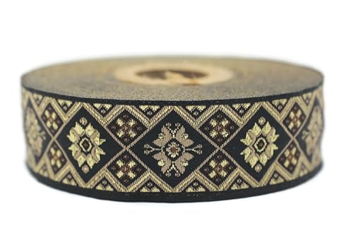 Jacquard-Band, gewebt, sandbeige und goldfarben, orientalischer Glanz, 10 m x 25 mm – Rolle, besticktes Band, zum Nähen, Dekoration 25975-V3 Jacquard-Band, gewebt, sandbeige und goldfarben, orientalischer Glanz, 10 m x 25 mm – Rolle, besticktes Band, zum Nähen, Dekoration 25975-V3 von Fantastic Kurdele