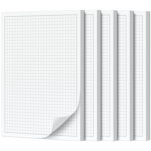 Fantastino® A5 Notizblock Kariert - 5 Stück, 250 Blatt (50 pro Block) 90 g/m² Premium-Papier. Notizblöcke klein, kariert mit Rand, Schreibblock, Notizzettel abreißbar für Büro, Haushalt, Schule, Uni von Fantastino