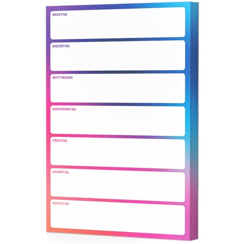 Fantastino A5 Wochenplaner Block - Futuristischer Planer Notizblock mit 66 Blatt, Wochenübersicht ohne festes Datum. Weekly Planner mit 100 g/m² Premium-Papier, Blätter zum Abreißen von Fantastino