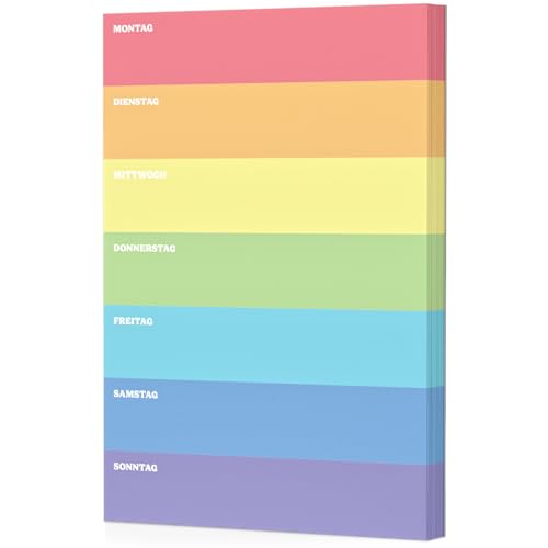 Fantastino A5 Wochenplaner Block - Regenbogen Planer Notizblock mit 66 Blatt, Wochenübersicht ohne festes Datum. Weekly Planner mit 100 g/m² Premium-Papier, Blätter zum Abreißen von Fantastino