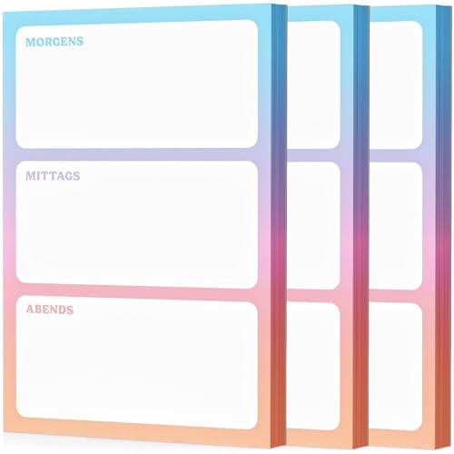 Fantastino A6 To-Do Tagesplaner Block - 3 Stück Notizblöcke, 198 Blatt (66 pro Block) Kleiner Planer mit Tagesübersicht ohne festes Datum. Notizblock zum Abreißen für Termine, Aufgaben, Erinnerungen von Fantastino