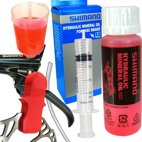 Shimano Hydraulik Mineral ÖL 100ml + F26 Scheibenbremsen Wartungs Service Kit MTB Ebike Tour Disc Entlüftungs bleeding Set,3in1 Bleedblock, Befüllbecher Trichter mit M5 Anschluss von Fantic26