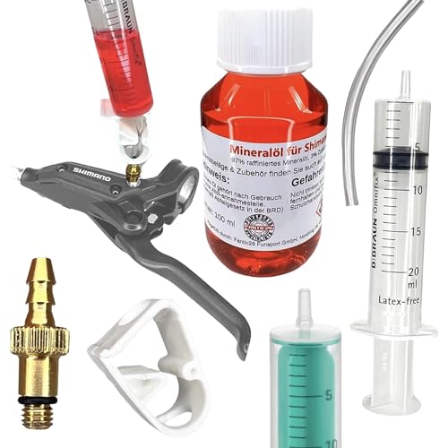 Scheibenbremsen Service Wartungs Bleed Kit inkl.100ml Mineralöl für SHIMANO mit M5 Befüll Anschluss von Fantic26